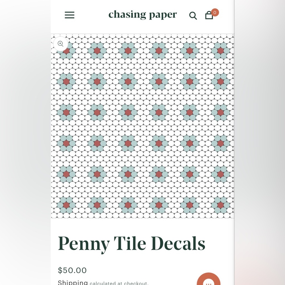 Chasing Paper Penny tile peel and stick floor/wall decal 2x4